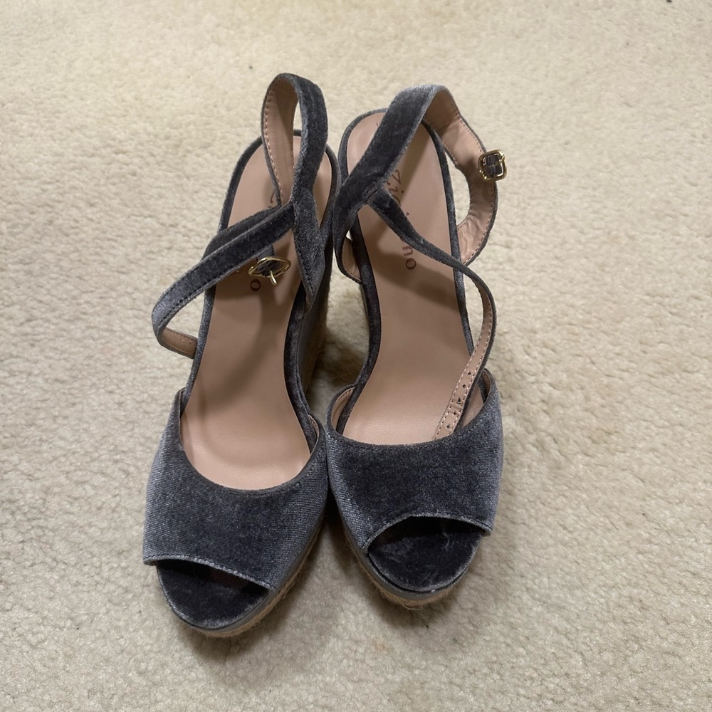Zigi Soho Charcoal Velvet Open-Toe Slingback Heels